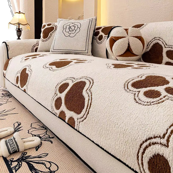 Pfotenabdruck Weicher Polar Fleece Sofa Schutz Rutschfeste Couchabdeckung