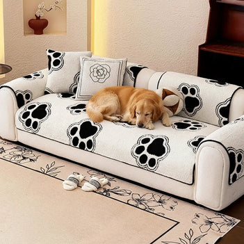 Pfotenabdruck Weicher Polar Fleece Sofa Schutz Rutschfeste Couchabdeckung