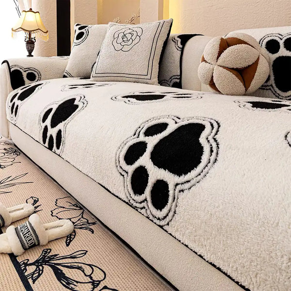 Pfotenabdruck Weicher Polar Fleece Sofa Schutz Rutschfeste Couchabdeckung