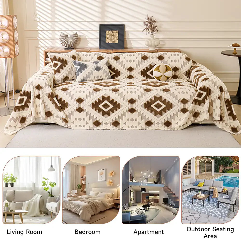 Plüsch Verdickte Geometrische Muster Möbel Decke Wurf Couch Cover