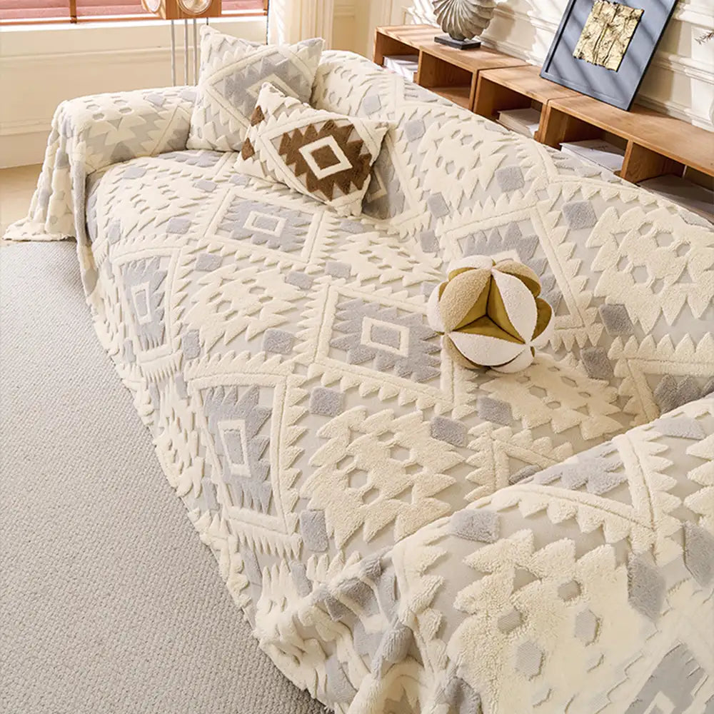 Plüsch Verdickte Geometrische Muster Möbel Decke Wurf Couch Cover