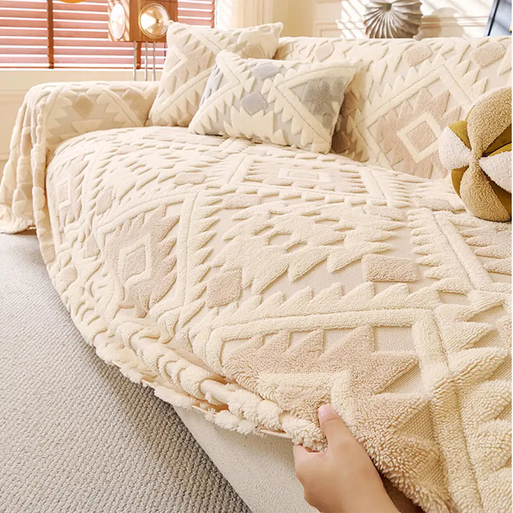 Plüsch Verdickte Geometrische Muster Möbel Decke Wurf Couch Cover