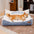 Waschbares Hundesofabett mit Nackenrolle aus Plüsch - Sweet Creamy