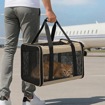 Tragbare erweiterbare atmungsaktive Katzentragetasche für Reisen und Tierarztbesuche