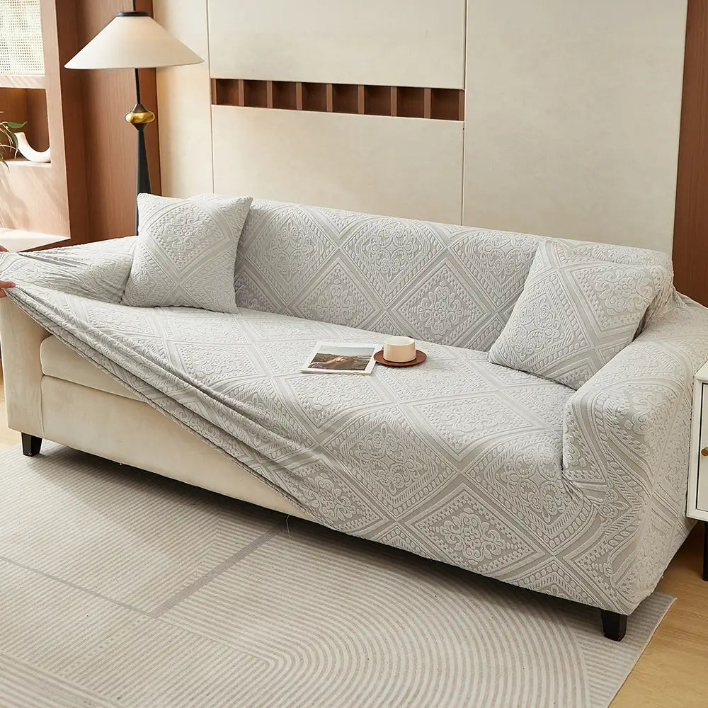 Retro Jacquard-Muster Vollabdeckung Sofaschoner Magischer Sofabezug