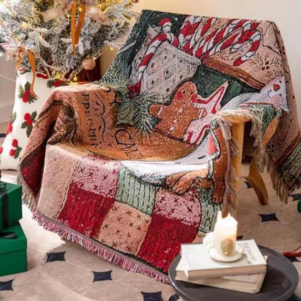 Weihnachtsgestrickte Multifunktionale Dekorative Jacquard-Überwurfdecke - Geschenkbündel