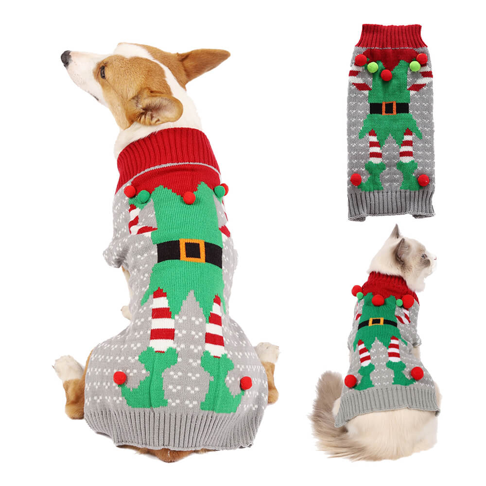 Warmer Rollkragenpullover mit Weihnachts-Rentier-Motiv für Hunde