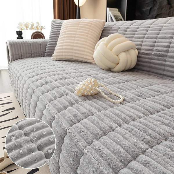 Einsitzer Bequemer Fleece Sofa Schutzhülle, Wasserdicht & Rutschfester Couchbezug