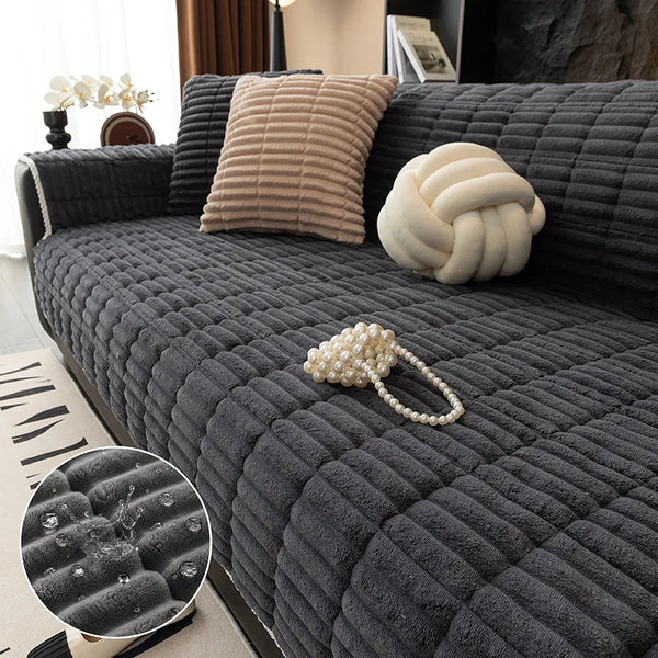 Einsitzer Bequemer Fleece Sofa Schutzhülle, Wasserdicht & Rutschfester Couchbezug