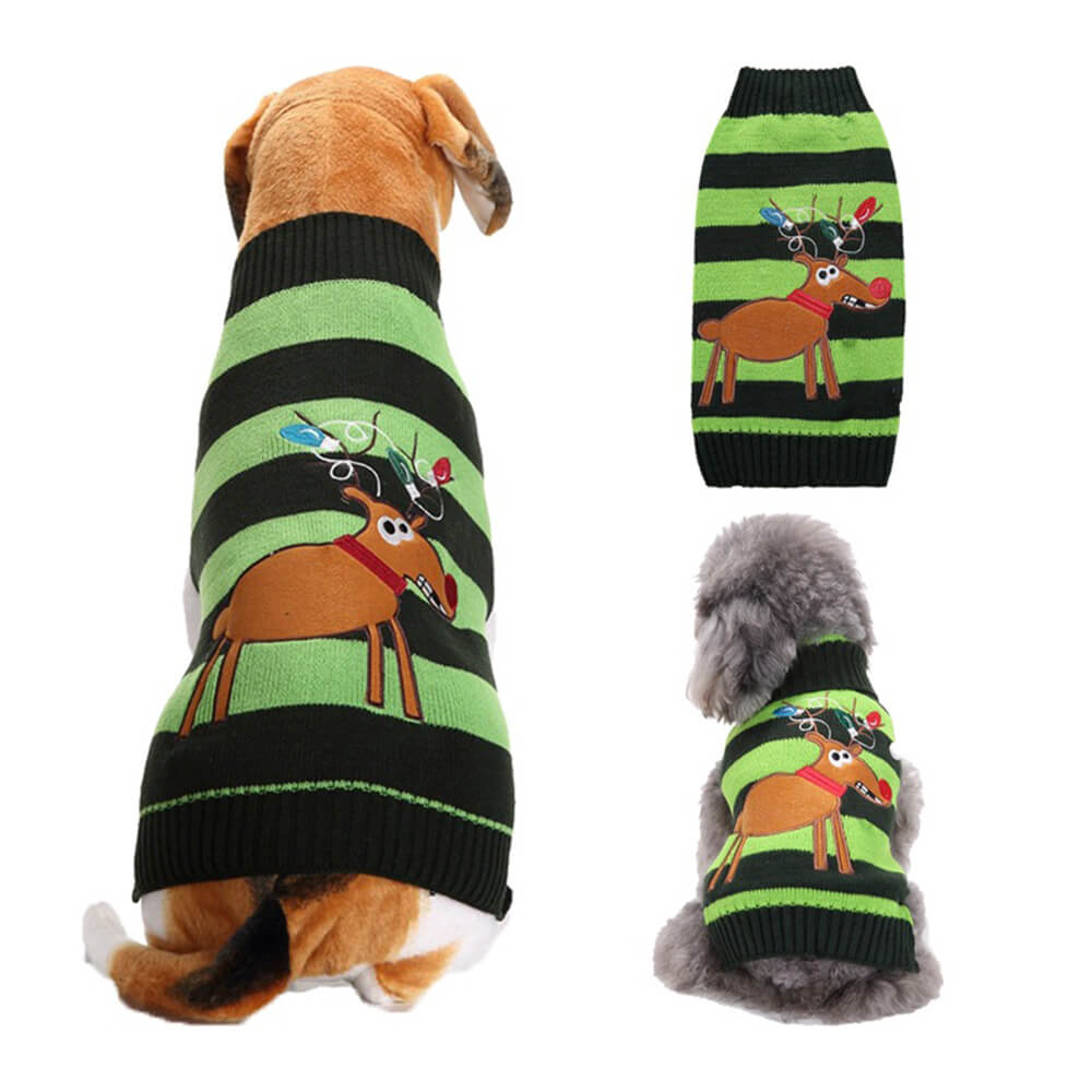 Warmer Rollkragenpullover mit Weihnachts-Rentier-Motiv für Hunde