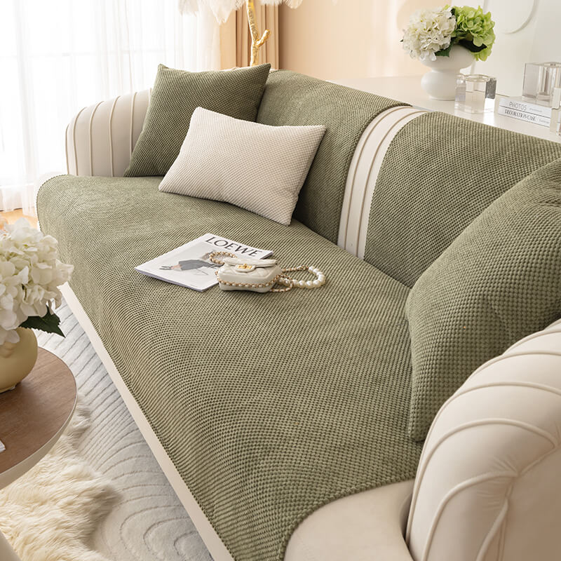 Housse de canapé de protection de meubles en peluche de couleur unie simple