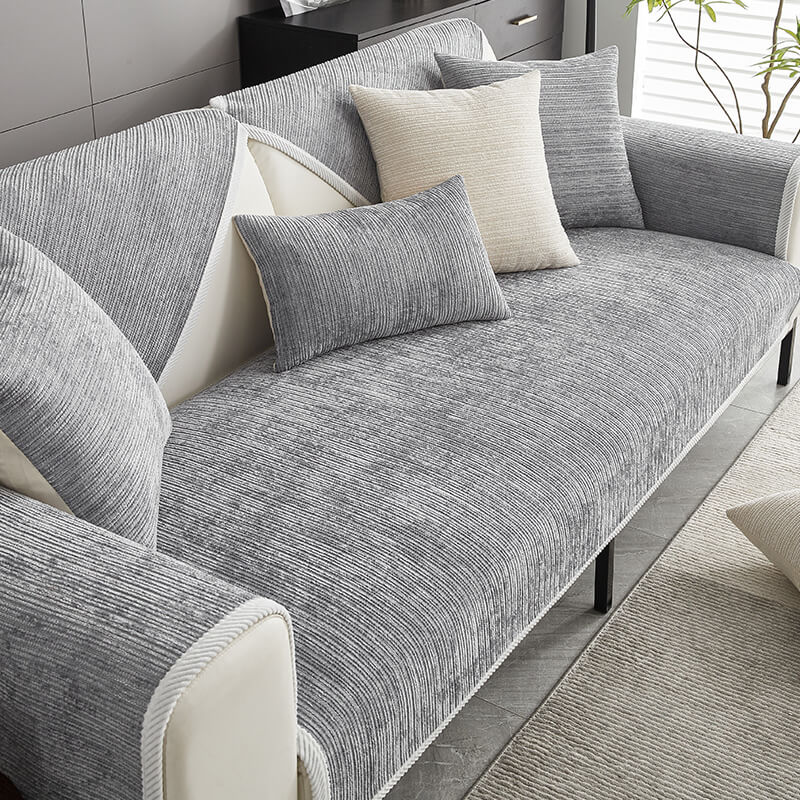 Wasserfest Antimikrobiell Einfaches Chenille-Gewebe Kratzfest Sectional Sofa-Bezug