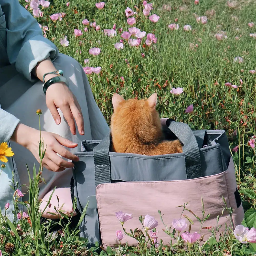 Weichseitige atmungsaktive Katzen-Tragetasche mit abnehmbarem Polster
