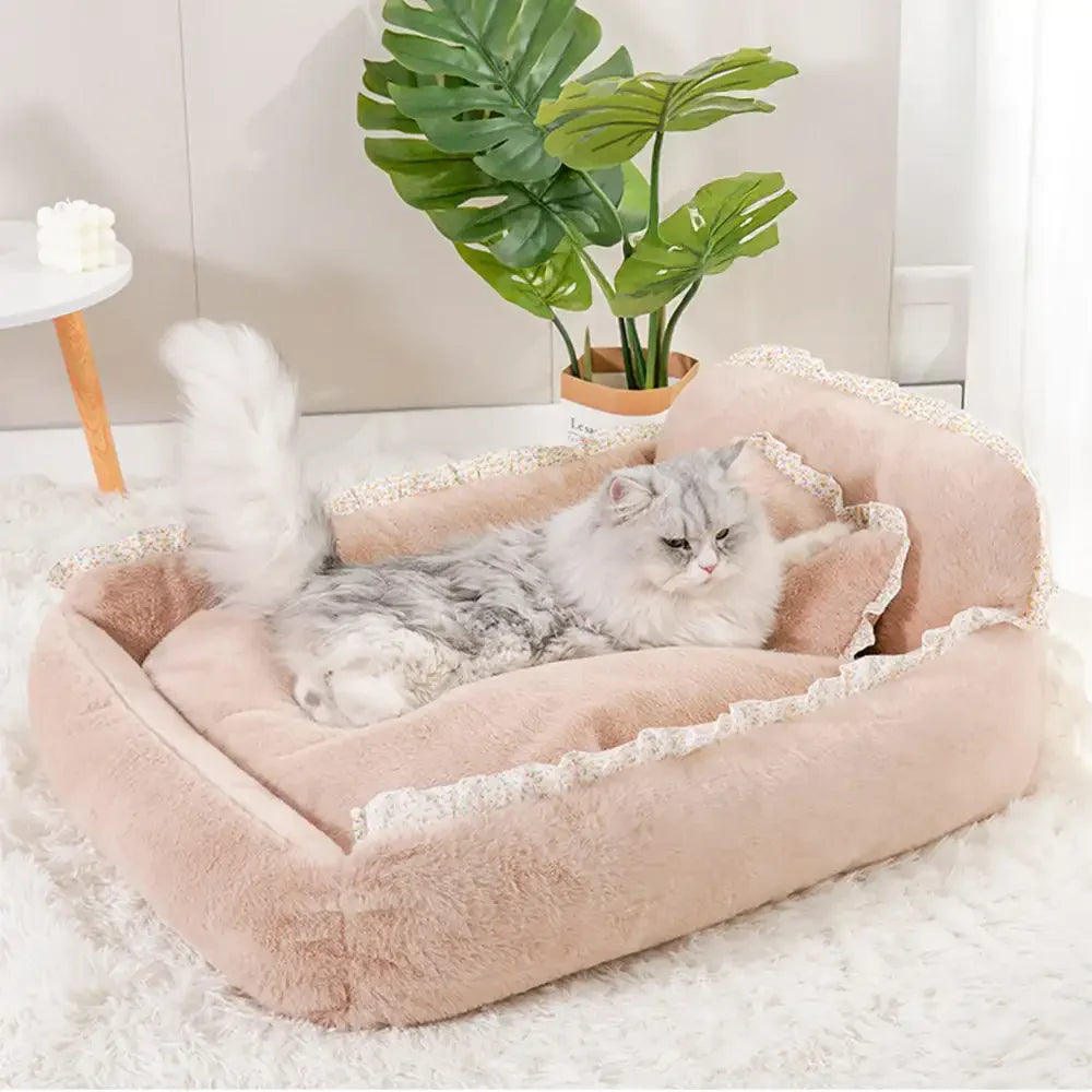 Weiches flauschiges Garten-Chic waschbares Haustierbett kleines Hundebett
