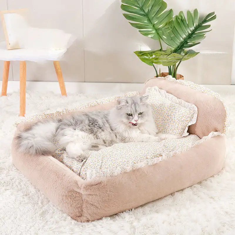 Weiches flauschiges Garten-Chic waschbares Haustierbett kleines Hundebett
