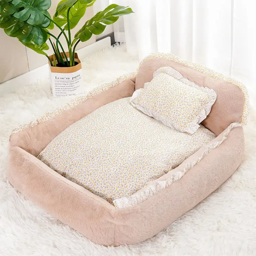 Weiches flauschiges Garten-Chic waschbares Haustierbett kleines Hundebett