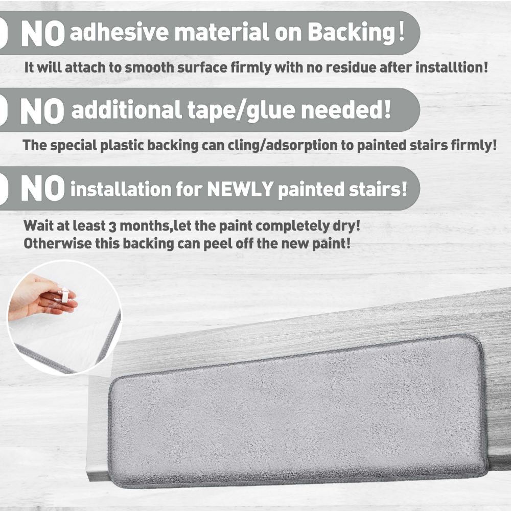 Einfarbige Plüsch-Stufenschutzbezüge Rutschfeste Klebebänder Kostenlose Teppich-Stufenauflagen