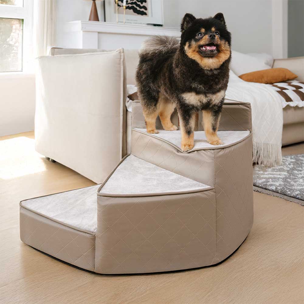Luxe wasserabweisende Kunstleder abnehmbare Spiralhaustreppen - Haustierfreundliches Schlafzimmer