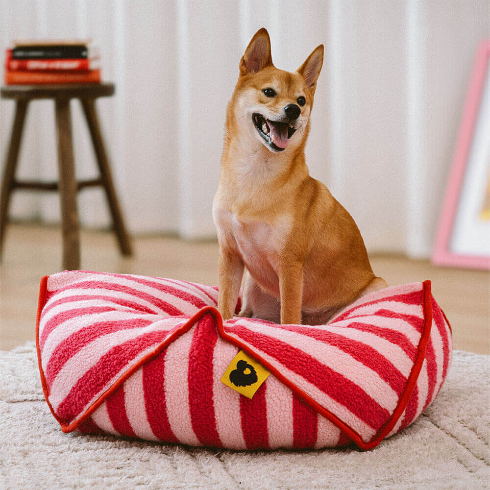 Trendy Sitzsack für Haustiere mit polygonalem Streifenmuster