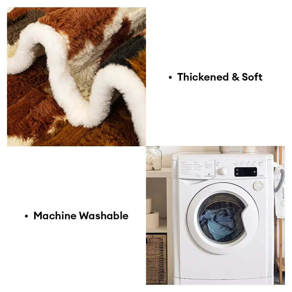 Modischer Sofabezug aus Kunstkaninchenfell mit Farbblock-Design, rutschfest und unregelmäßig geformt