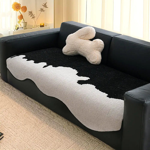 Stylischer unregelmäßiger Kontrast Chenille kratzfester rutschfester Sofabezug