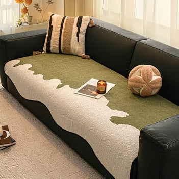 Stylischer unregelmäßiger Kontrast Chenille kratzfester rutschfester Sofabezug