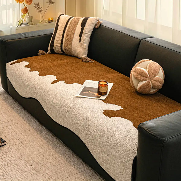 Stylischer unregelmäßiger Kontrast Chenille kratzfester rutschfester Sofabezug