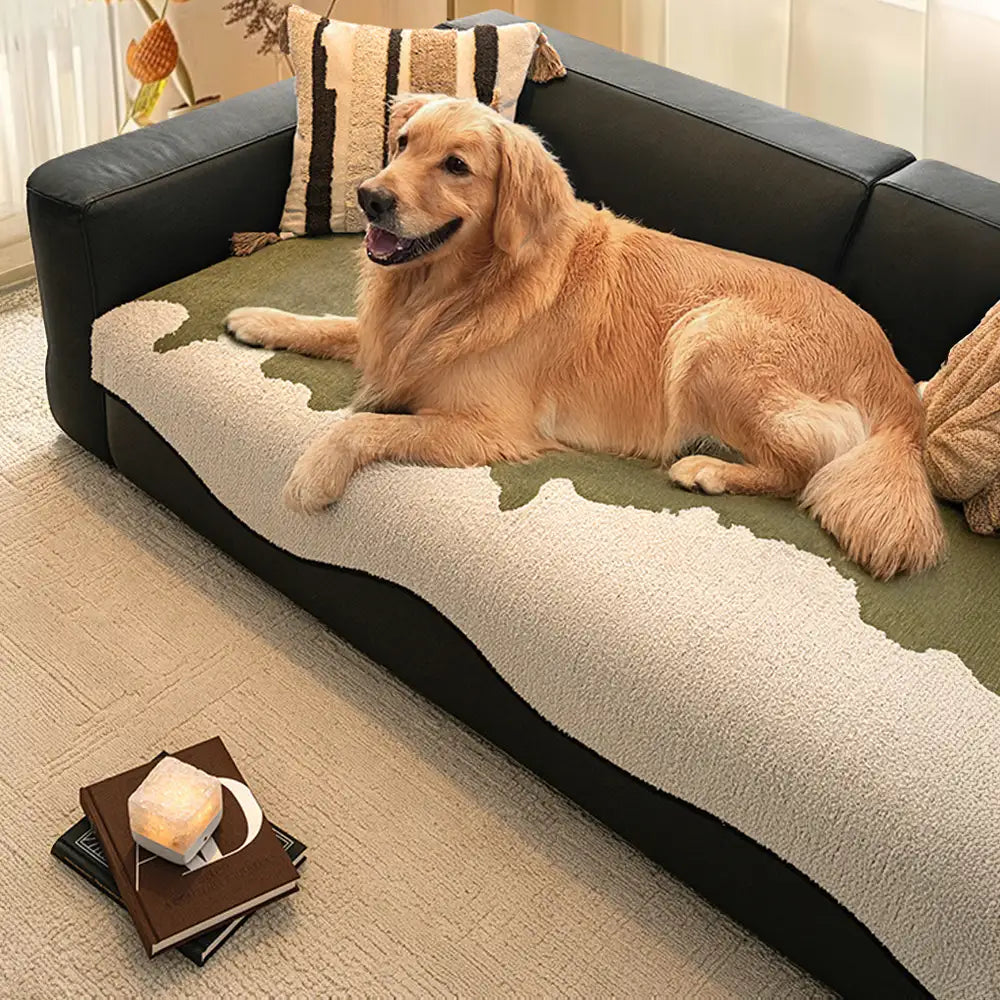 Stylischer unregelmäßiger Kontrast Chenille kratzfester rutschfester Sofabezug