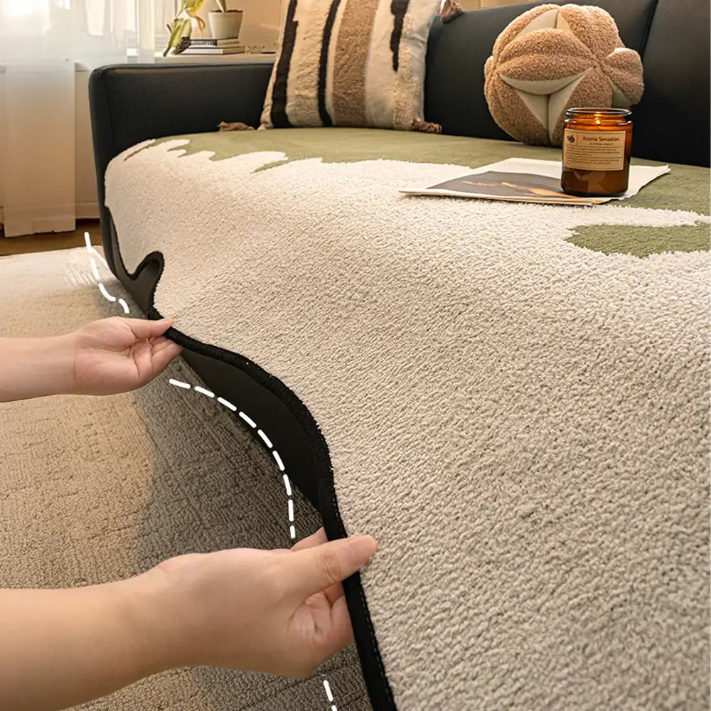 Stylischer unregelmäßiger Kontrast Chenille kratzfester rutschfester Sofabezug