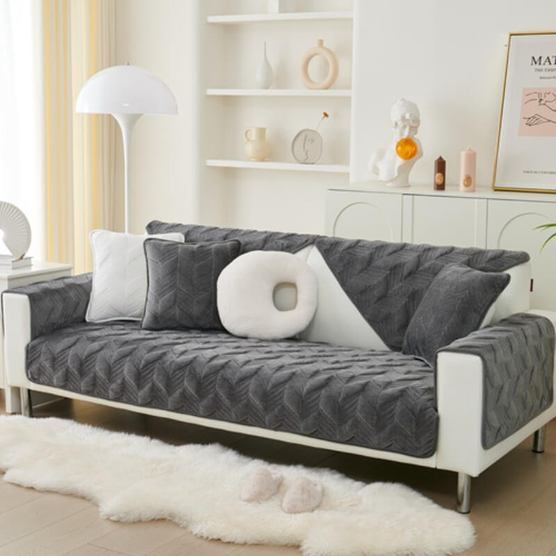 Wildleder Plüsch Elegante Muster Sofa Schützende Rutschfeste Couch Abdeckung