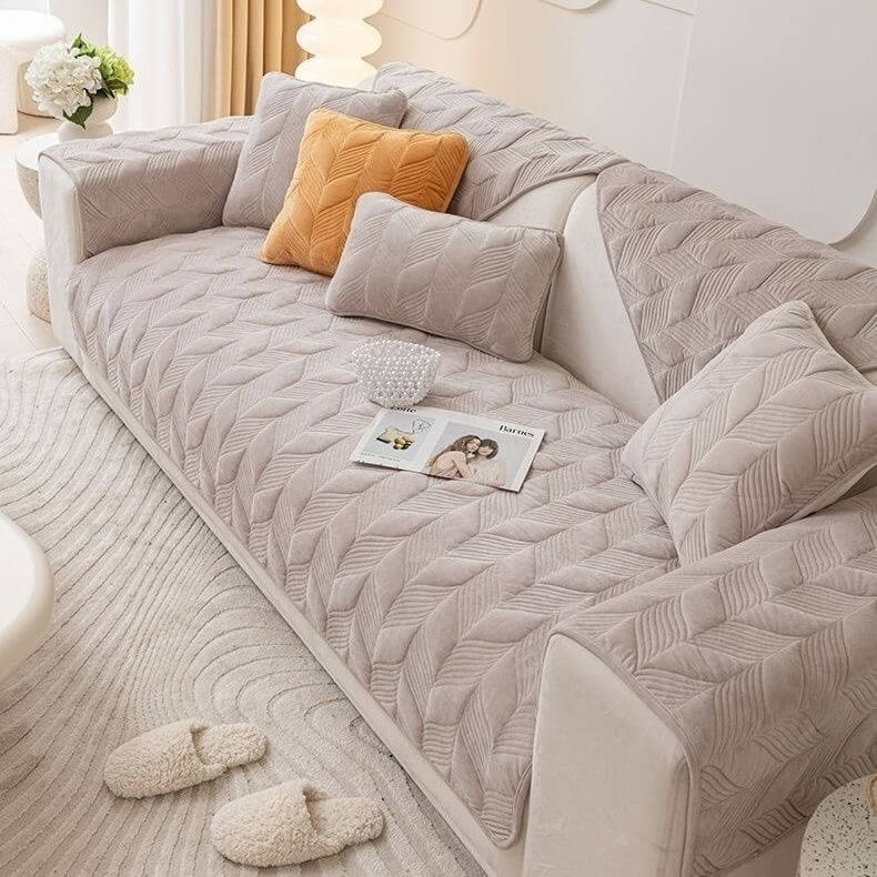 Wildleder Plüsch Elegante Muster Sofa Schützende Rutschfeste Couch Abdeckung