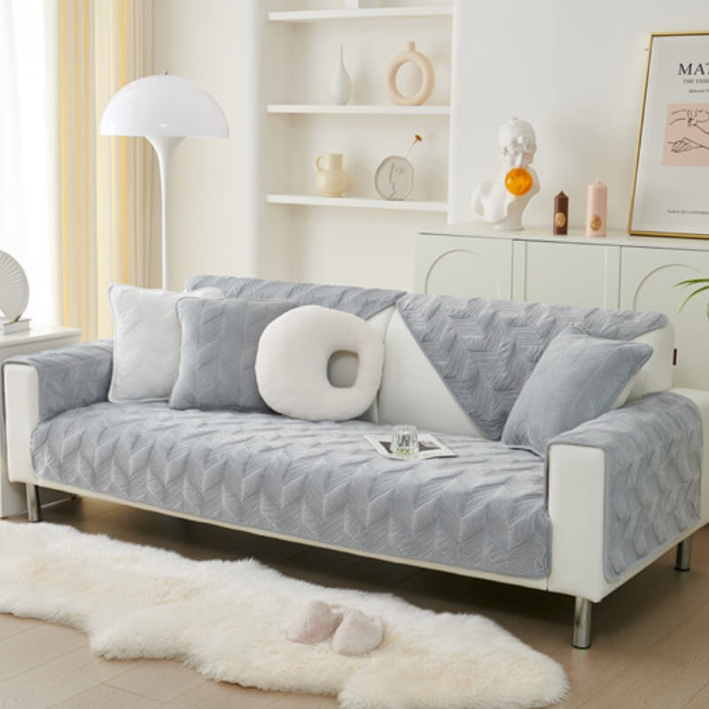 Wildleder Plüsch Elegante Muster Sofa Schützende Rutschfeste Couch Abdeckung