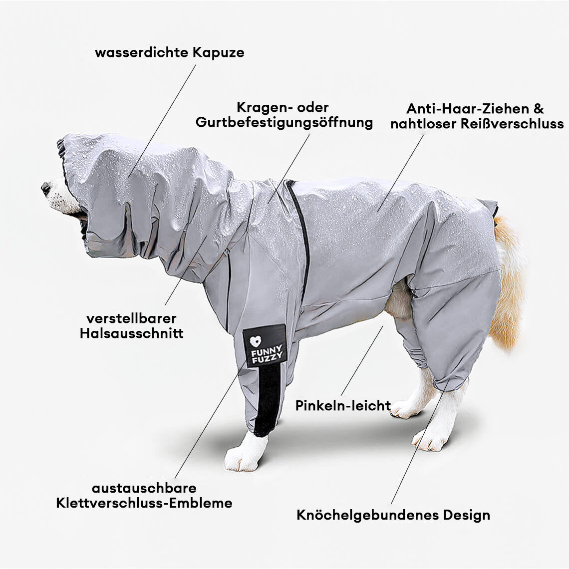 Reflektierender Wetterfester Wasserdichter Cooler Hunde-Regenmantel