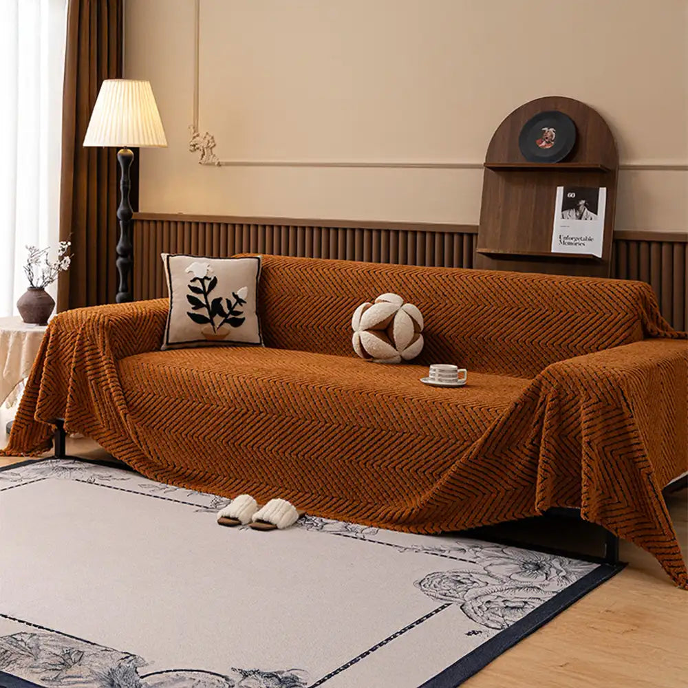 Verdickte Fischgrät-wärmende Plüsch Mehrzweckdecke Sofabezug