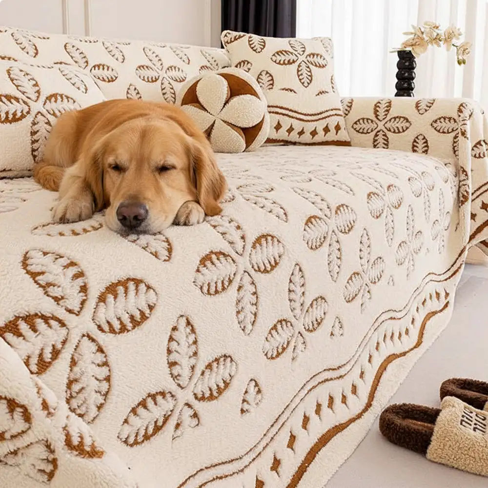 Verdickte Jacquard-Velours-Blattmuster-Sofa-Dekoration Mehrzweckdecke Couchbezug