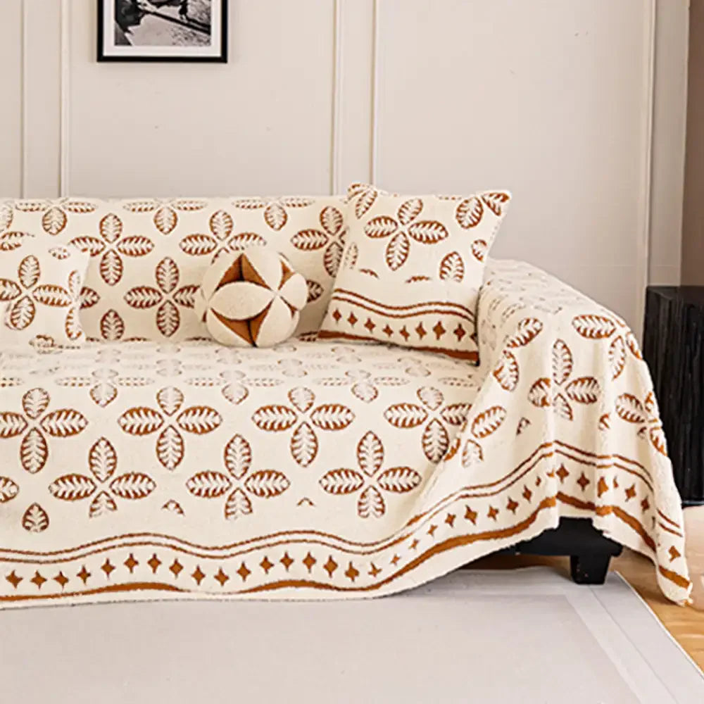Verdickte Jacquard-Velours-Blattmuster-Sofa-Dekoration Mehrzweckdecke Couchbezug