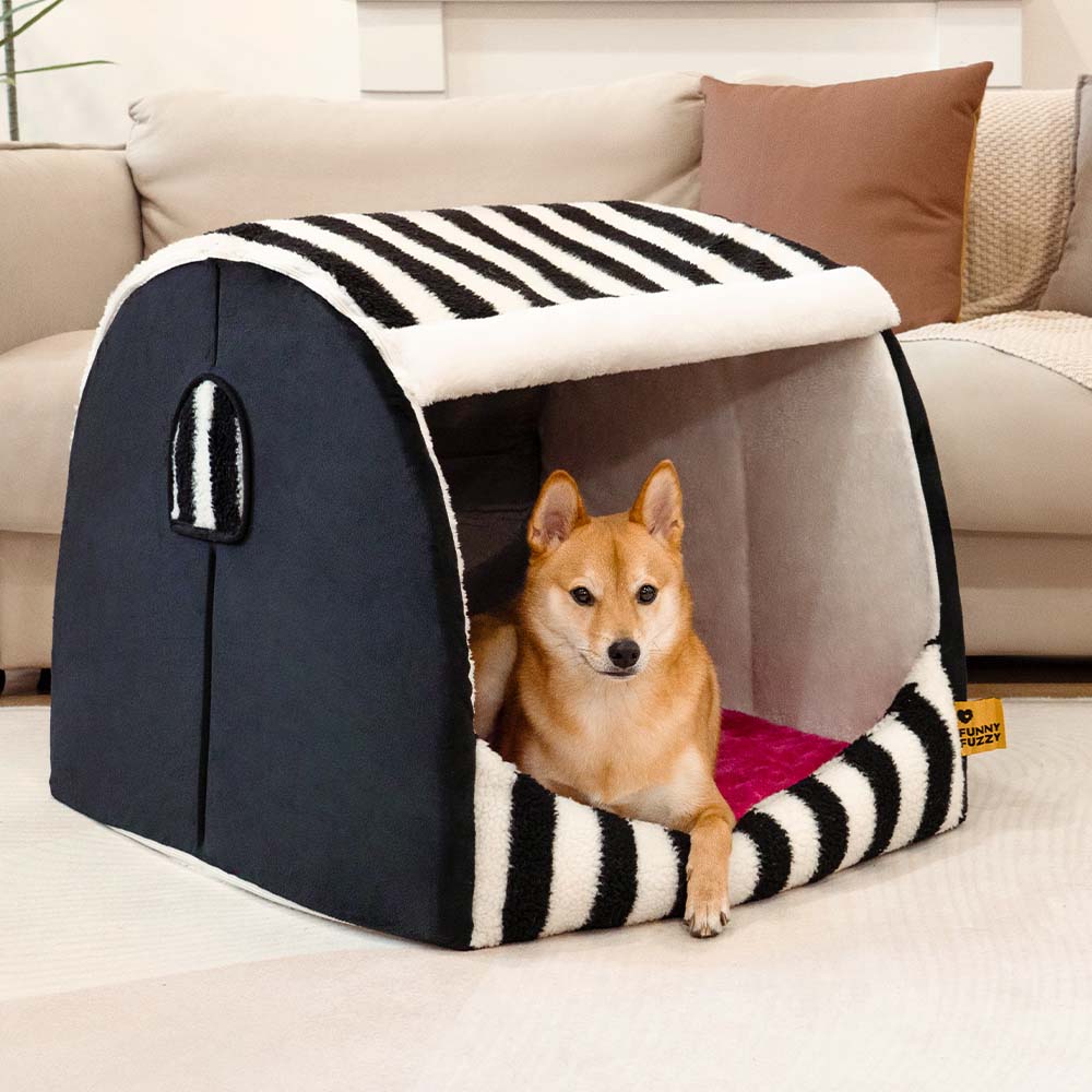 Trendy Striped Haus Orthopädisches Hundebett - Gemütliches Versteck