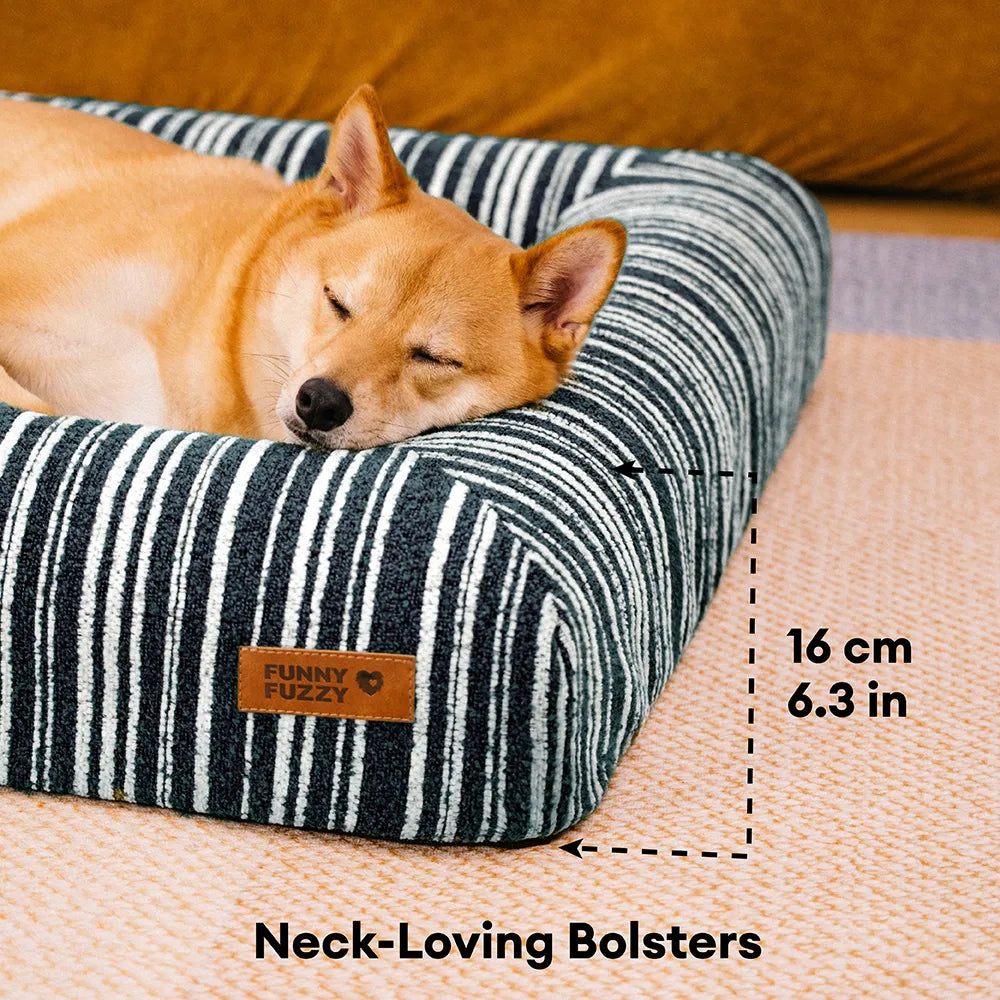 SnugNest Texturierte Streifen Orthopädisches Hundebett für die Hundebox