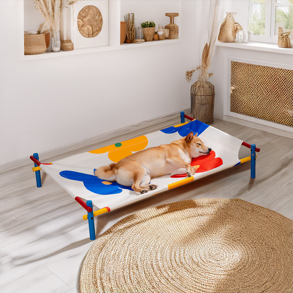 Vibrant Summer Print Style Aluminum Elevated Dog Bed - Summer Paradise
