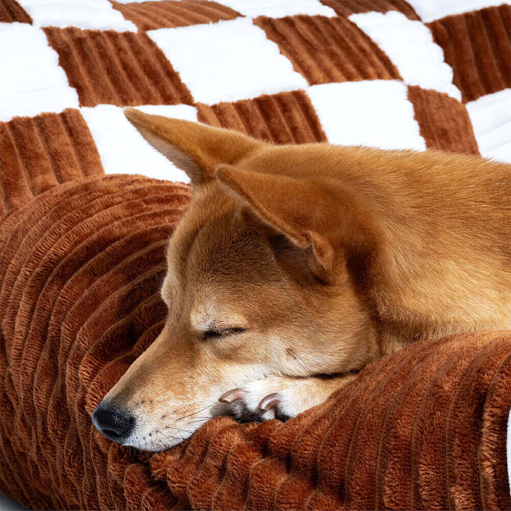 Extragroßes Hundesofabett im Vintage-Schachbrett-Design mit orthopädischer Unterstützung - King's Sofa