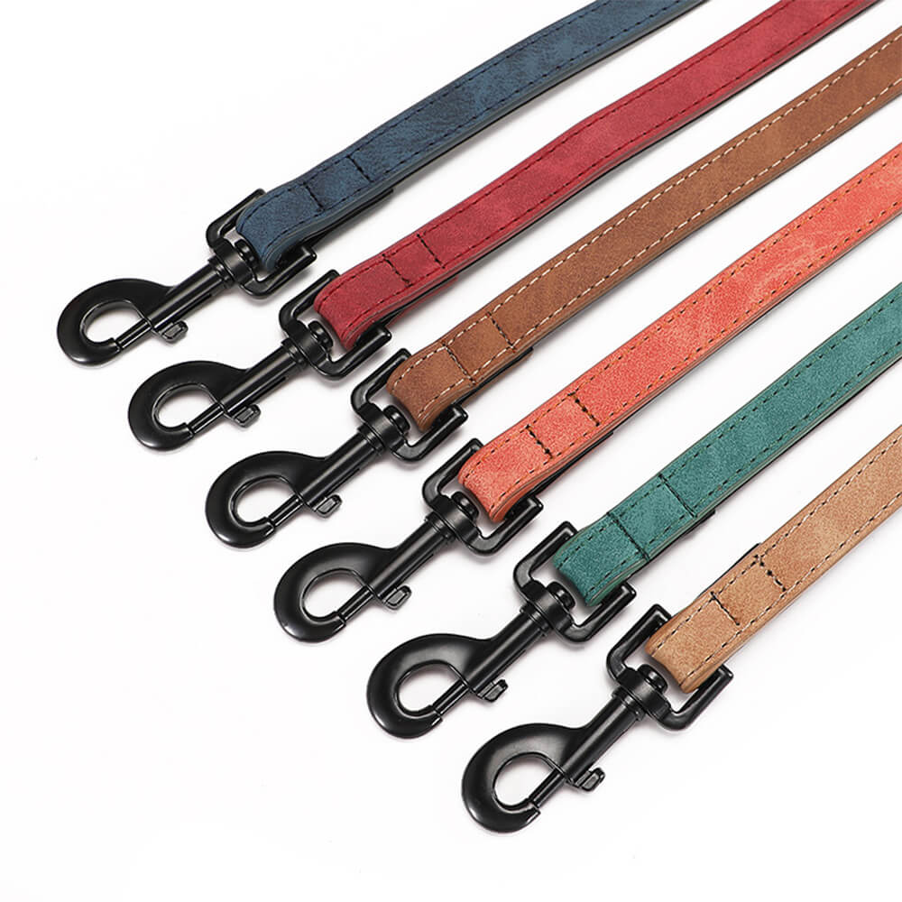Vintage Kunstleder Weicher Nackenschutz Hundehalsband Leine Set