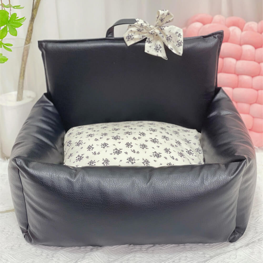 Wasserdichtes und kratzfestes Hundebett aus Kunstleder im Vintage-Stil mit Blumenmuster