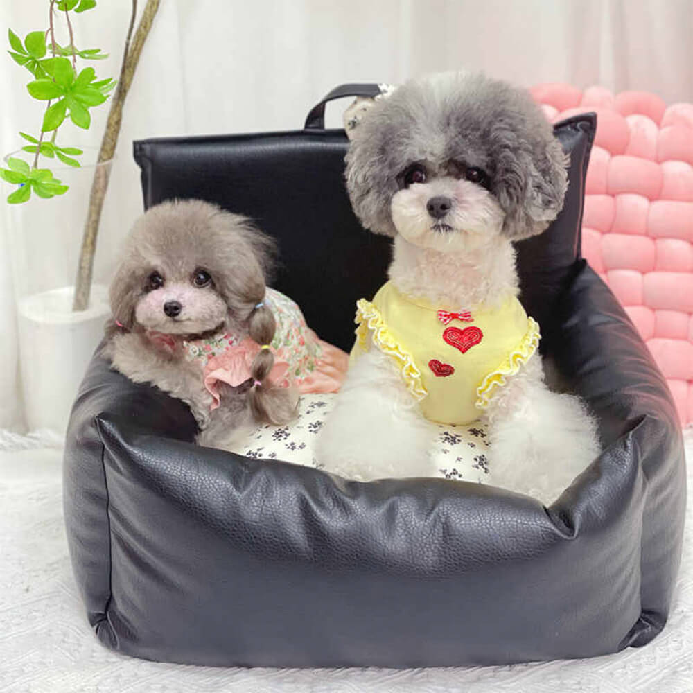 Wasserdichtes und kratzfestes Hundebett aus Kunstleder im Vintage-Stil mit Blumenmuster