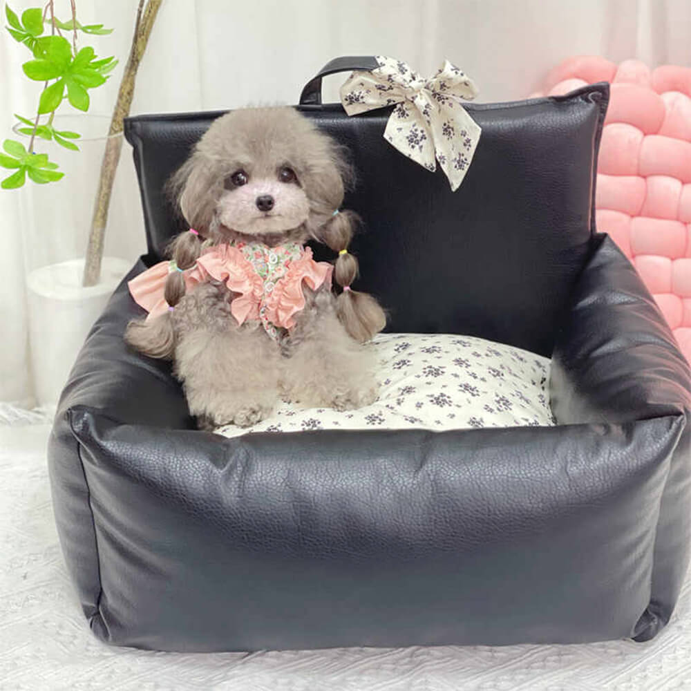 Wasserdichtes und kratzfestes Hundebett aus Kunstleder im Vintage-Stil mit Blumenmuster