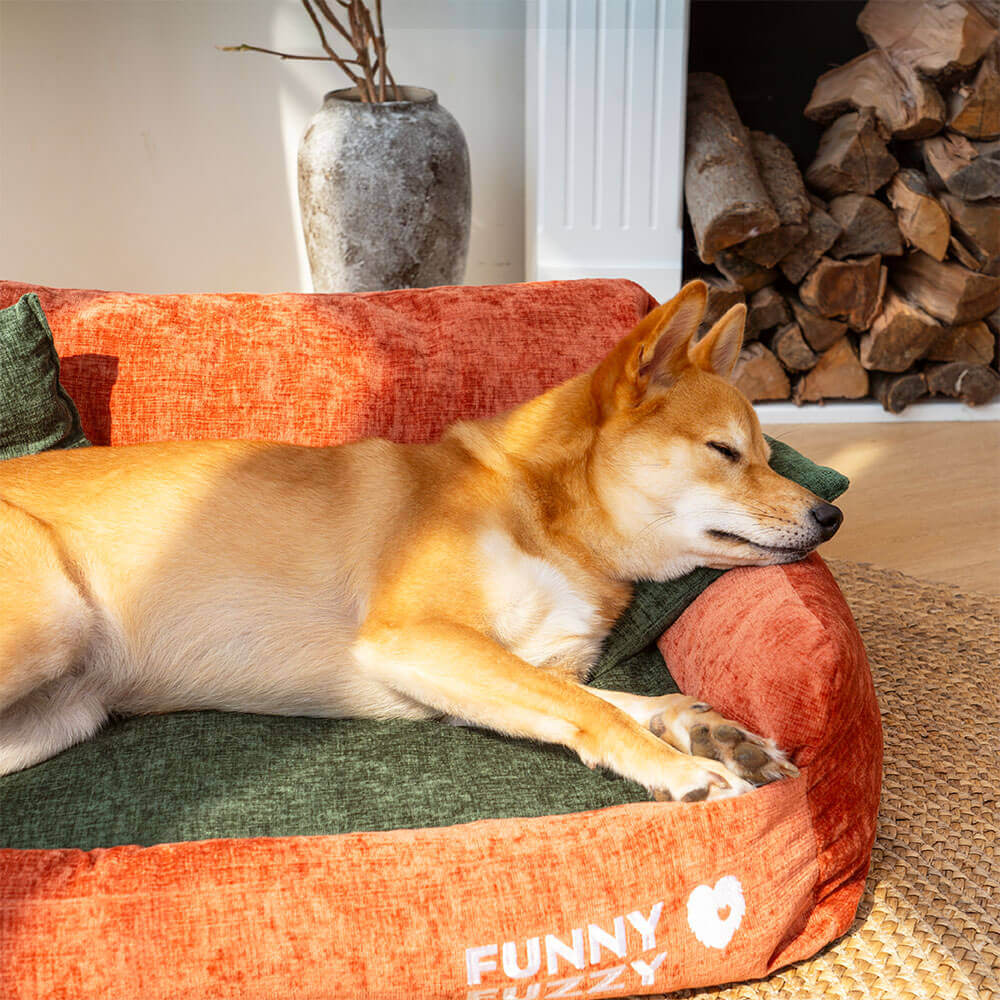 Schlafsofa für Hunde und Katzen aus Chenillestoff im Vintage-Stil