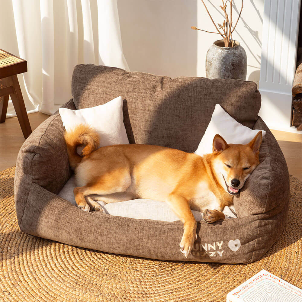 Schlafsofa für Hunde und Katzen aus Chenillestoff im Vintage-Stil