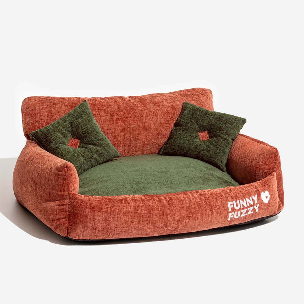 Schlafsofa für Hunde und Katzen aus Chenillestoff im Vintage-Stil