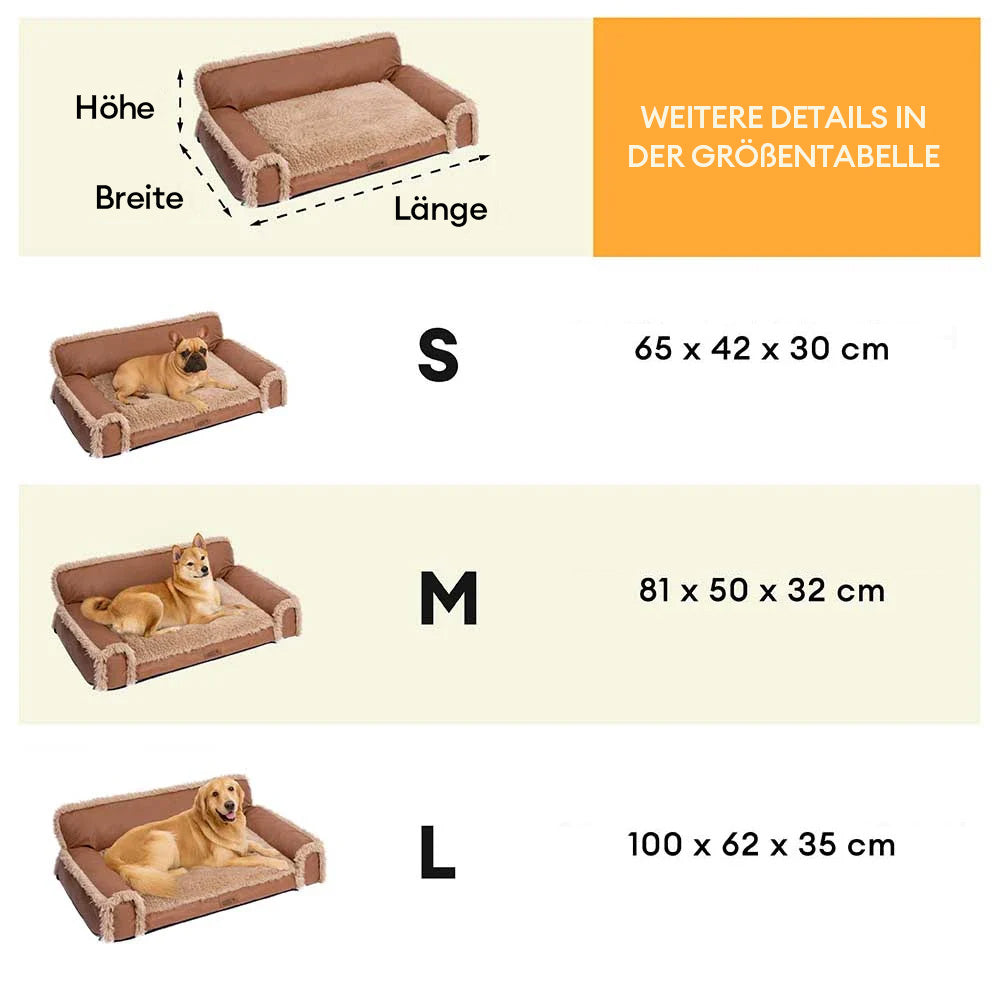 Orthopädisches Hundebett Luxe Kunstleder & Plüsch – Abnehmbarer Schwamm, Warm & Komfortabel