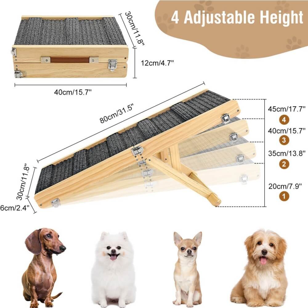 Holz-Hund Rampen 4 Stufen höhenverstellbar faltbare Hundetreppe