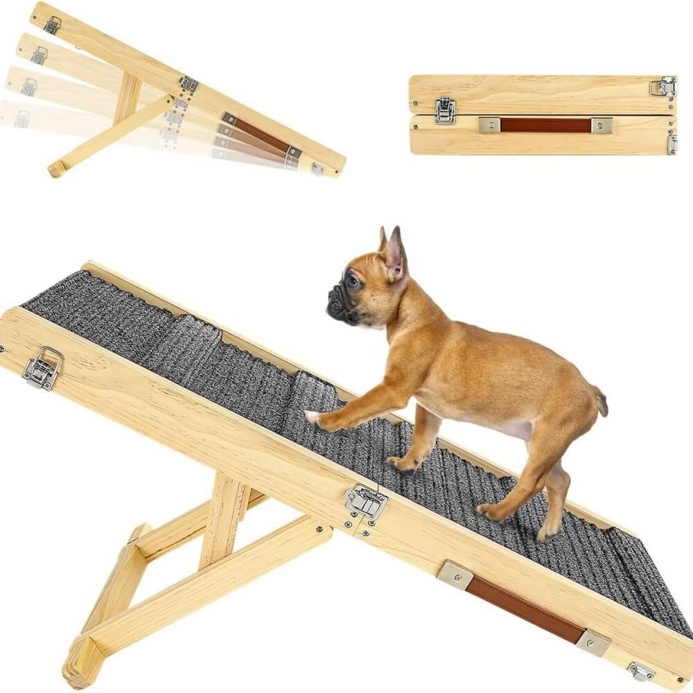 Holz-Hund Rampen 4 Stufen höhenverstellbar faltbare Hundetreppe